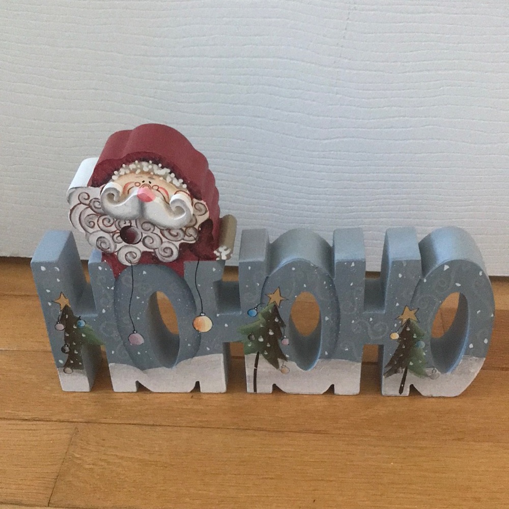 Ho Ho Ho Santa Christmas Holiday sign with Christmas trees.  Cute.